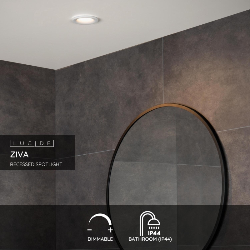 Lucide ZIVA - Zápustné bodové svietidlo Kúpeľňa - Ø 8,5 cm - 1xGU10 - IP44 - Biela